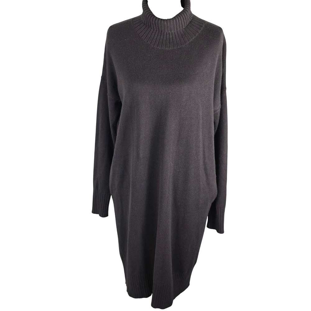 Lululemon Black Cashmere Blend Turtleneck Sweater Dress Medium LS Minimalistic